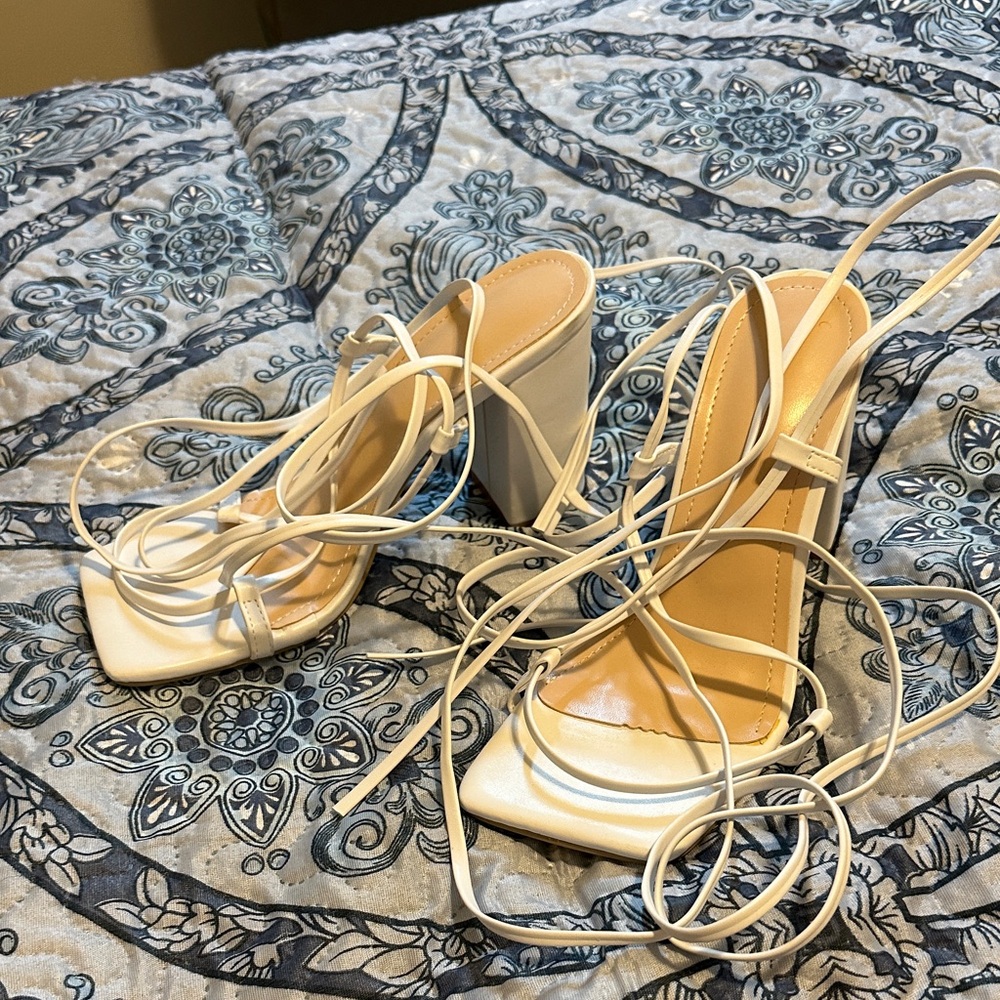 SHEIN White Strappy Heels